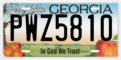 GA license plate PWZ5810