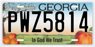 GA license plate PWZ5814