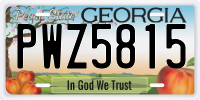 GA license plate PWZ5815
