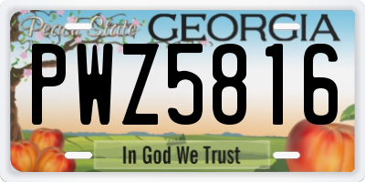 GA license plate PWZ5816