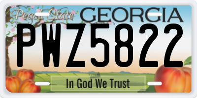GA license plate PWZ5822