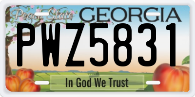 GA license plate PWZ5831