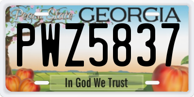 GA license plate PWZ5837