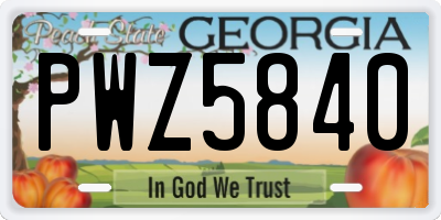 GA license plate PWZ5840