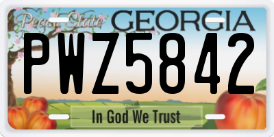 GA license plate PWZ5842