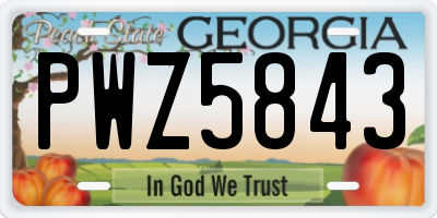 GA license plate PWZ5843