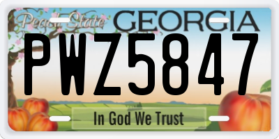 GA license plate PWZ5847