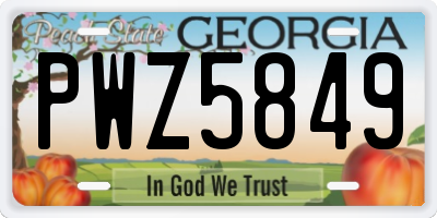 GA license plate PWZ5849