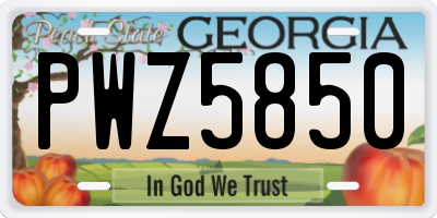 GA license plate PWZ5850