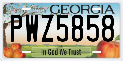 GA license plate PWZ5858