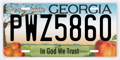 GA license plate PWZ5860