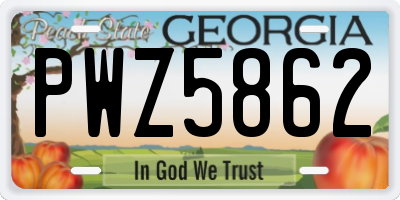GA license plate PWZ5862