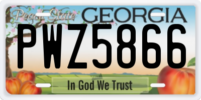 GA license plate PWZ5866