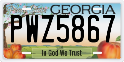 GA license plate PWZ5867