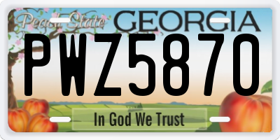 GA license plate PWZ5870