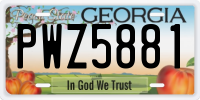 GA license plate PWZ5881