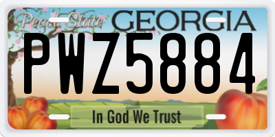 GA license plate PWZ5884
