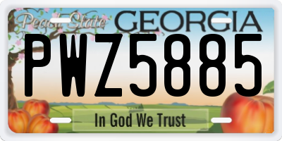 GA license plate PWZ5885