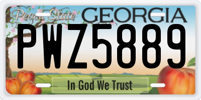 GA license plate PWZ5889