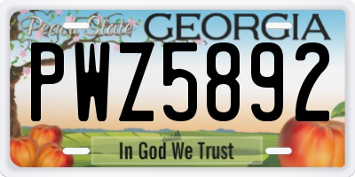 GA license plate PWZ5892