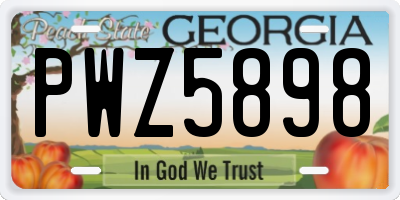 GA license plate PWZ5898