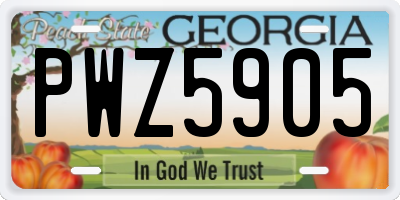 GA license plate PWZ5905