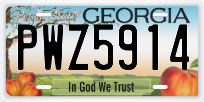 GA license plate PWZ5914