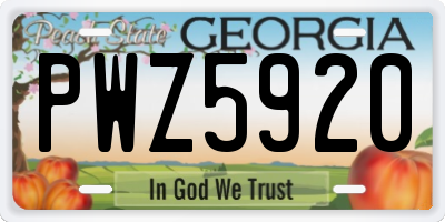 GA license plate PWZ5920