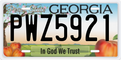 GA license plate PWZ5921