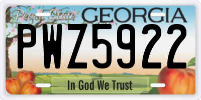 GA license plate PWZ5922
