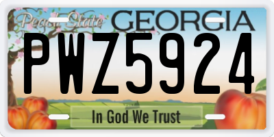 GA license plate PWZ5924