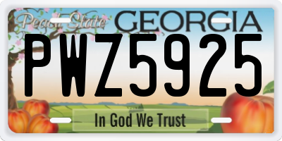 GA license plate PWZ5925