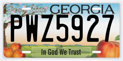 GA license plate PWZ5927