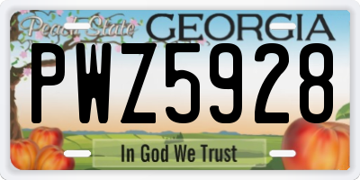 GA license plate PWZ5928