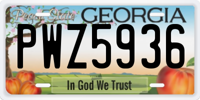 GA license plate PWZ5936