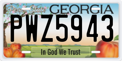 GA license plate PWZ5943