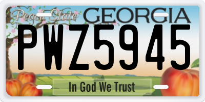 GA license plate PWZ5945