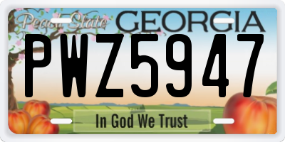 GA license plate PWZ5947