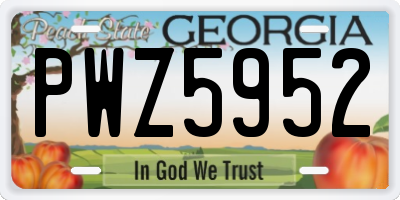 GA license plate PWZ5952