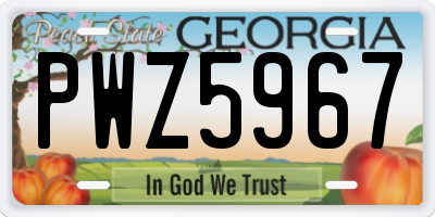 GA license plate PWZ5967