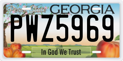 GA license plate PWZ5969