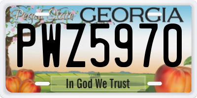GA license plate PWZ5970