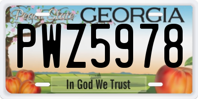 GA license plate PWZ5978