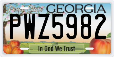 GA license plate PWZ5982