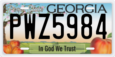 GA license plate PWZ5984