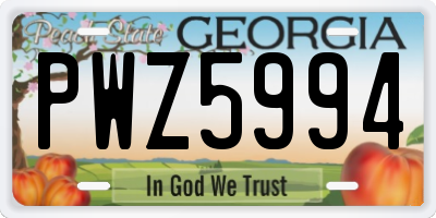GA license plate PWZ5994