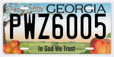 GA license plate PWZ6005