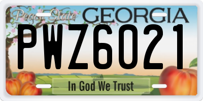 GA license plate PWZ6021
