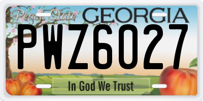 GA license plate PWZ6027