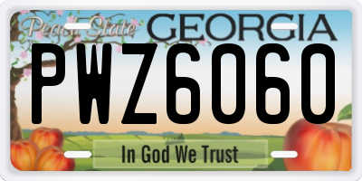 GA license plate PWZ6060